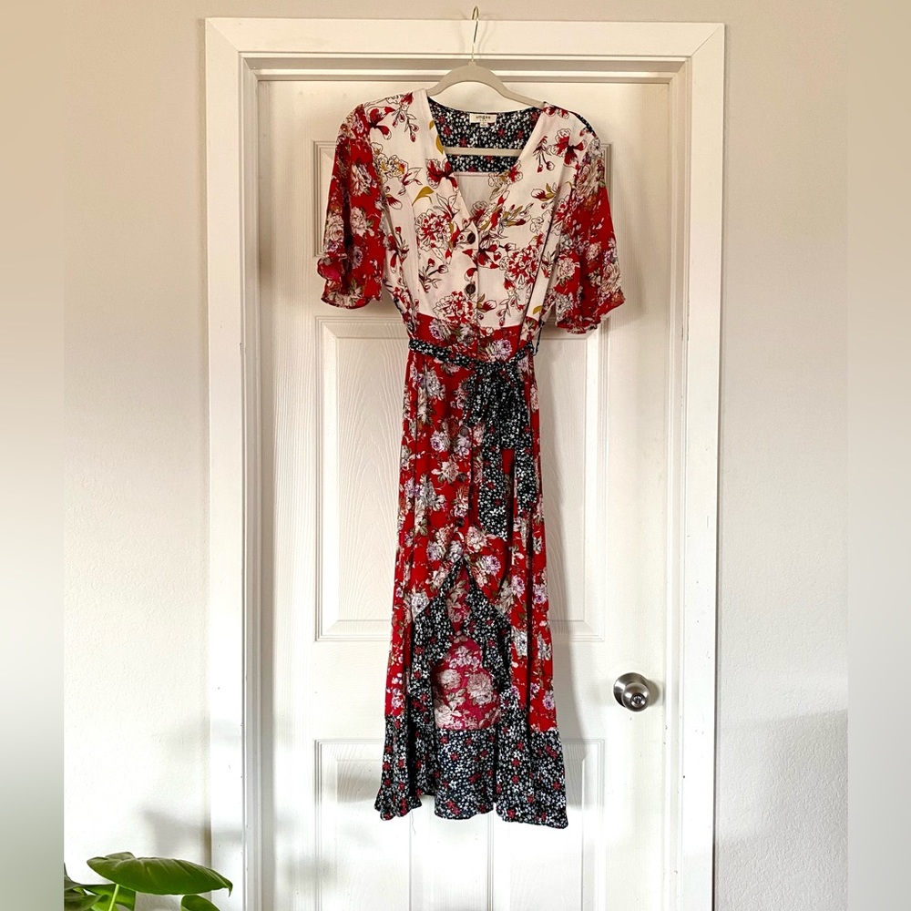 Floral Midi Ruffle Dress